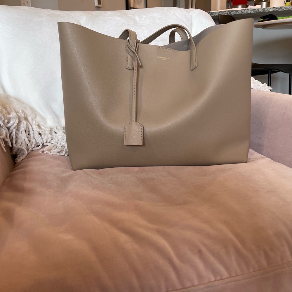 Saint Laurent Taupe Leather Tote